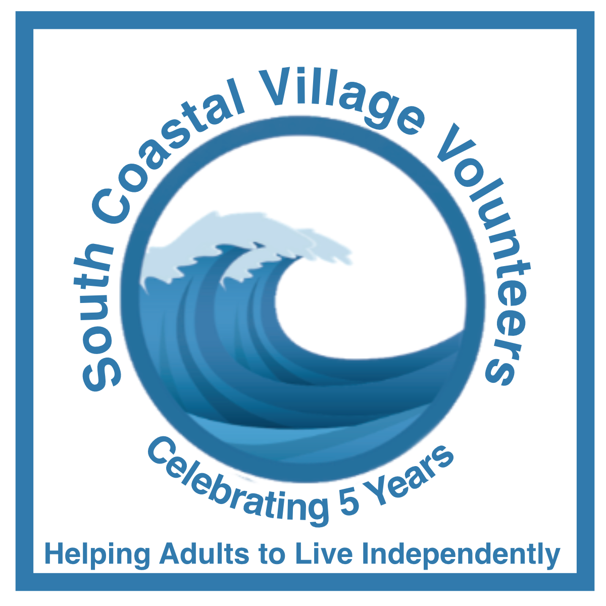 South Coastal Village Volunteers Logo - Celebrating 5 Years